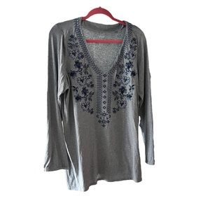 J.Jill Pure Jill Floral Embroidered V-Neck Tunic sz Large